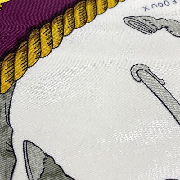 Hermes Carré 90 Marine ET Cavalerie Sea And Cavalry Scarf Silk Purple Multicolor - Picture 4 of 4
